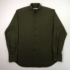 Prada Olive Green Long Sleeve Button Down Dress Shirt MADE IN ITALY 40 - 15 3/4