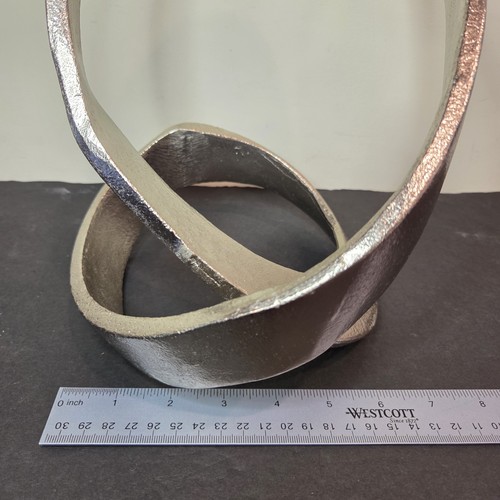 VTG MCM Mobius Strip Sculpture Contemporary Silver Tone Metal Ribbon Art - Picture 22 of 24