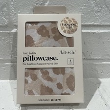 NEW! Kitsch Beauty Leopard 100% Satin PIllowcase Standard 26" x 19" Zip Close