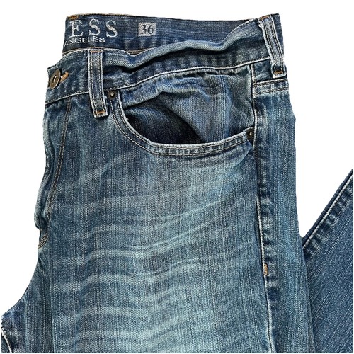 GUESS Lincoln Jeans Herren 36x32 Slim Fit Straight Medium Wash Denim Distressed - Bild 2 von 6