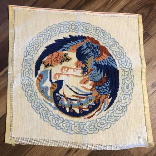 Runde Chinoiserie Vogelfedern Nadelspitze für Kissen asiatisches Motiv cremefarben 18 Zoll x 18 Zoll - Bild 1 von 8