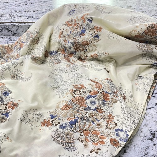 Vtg Tastemaker JP Stevens King Sheet Set 2 Pillowcases Floral Blue Cream MCM - Picture 4 of 9