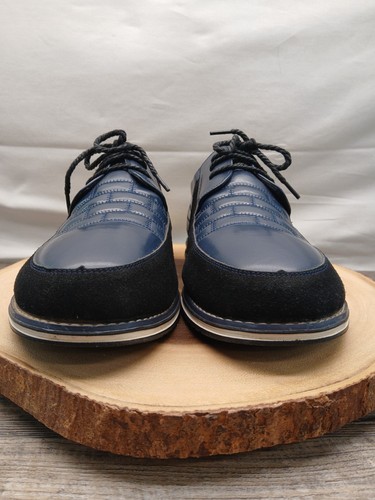 Gatsby Oxford Derby Orthopedic Leather Blue Shoes Men US Size 11 EU Size 43 - Picture 3 of 23