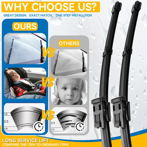 2Pcs Front Windshield Wiper Blades Set For VW Tiguan MK2 MK3 2017-2027 26"+21" - Picture 4 of 5
