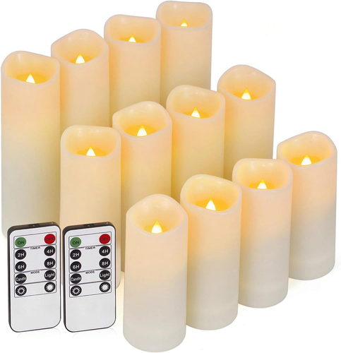 Enido 12-Piece Flameless LED Candles with Remote, Waterproof, Battery Operated - Picture 8 of 12