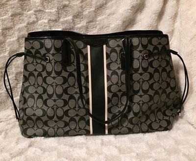 Coach Signature Stripe Carryall Drawstring Tote Bag | eBay
