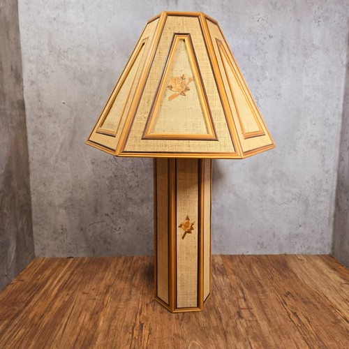 Vintage Large Rattan Table Lamp Coastal Style Woven Natural Marquetry 70cm Tall - Picture 12 of 23