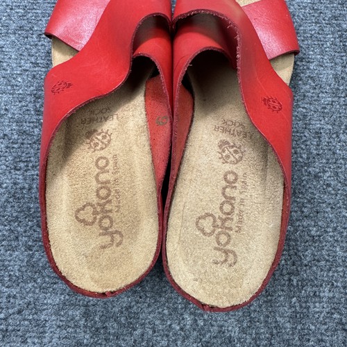 Yokono Shoes Womens 9 Leather Cork Wedge Slide Sandals Comfort Made Spain - Picture 15 of 16