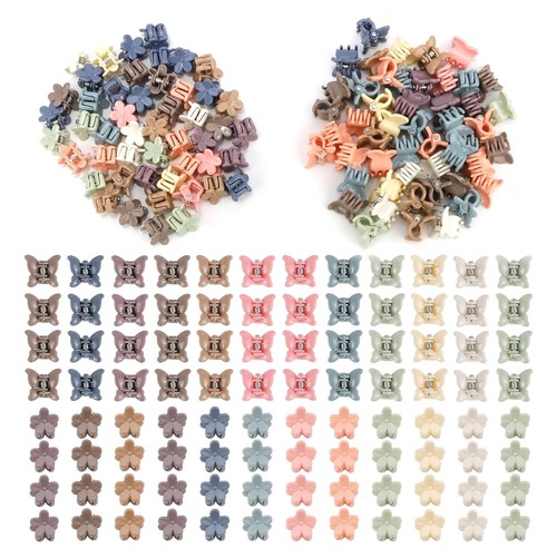 Mini Flower & Butterfly Hair Clips, 100PCS Morandi Flower&Butterfly