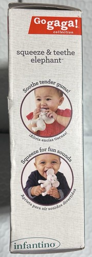 Infantino GoGaGa Collection Squeeze & Teethe Elephant Natural Rubber Teether New - Picture 3 of 3