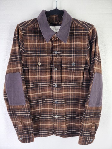 Adidas x Burton Gluhwein Collection Mens Small Brown Plaid Flannel Button Shirt