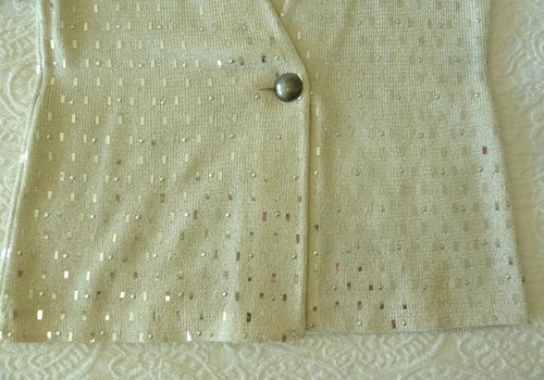 ST JOHN Marie Gray Evening Ivory+Metal Silver Knit w/Paillettes Dress & Jacket 4 - Picture 6 of 23