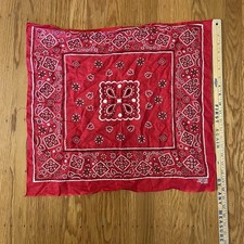 Vintage 1950s Paisley Red Bandana Handkerchief Fast Color All Cotton RN 13960