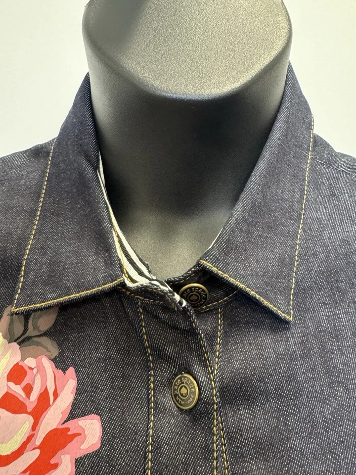 Vestido Kate Spade New York Denim Abotonado 14 Broome Street Roses Nuevo sin Etiquetas Foto 3 de 4