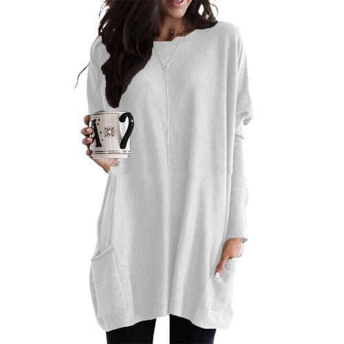 Women Long Sleeve Kaftan Blouse Pullover T-Shirt Longline Loose Tunic Top Tee - Picture 7 of 18
