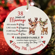 Happy 38th Anniversary Ornament Cute Reindeer Couple Love 38 Year Christmas Gift