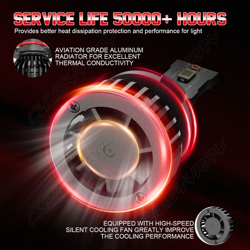 Faros LED luces de haz alto bajo bombillas 6000K 4x para Chevy S10 1994-2003 2004 - Imagen 6 de 14