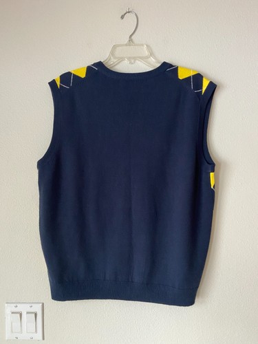 Golf Knickers Men’s Sweater Vest L YELLOW/BLUE ACRYLIC Wool Blend - Picture 2 of 2