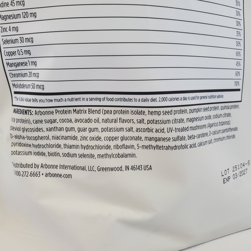 Arbonne EssentialMeal CHOCOLATE Meal Replacement 3lb Protein Shake Exp 03/2027+ - Picture 8 of 9