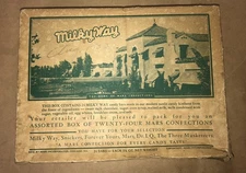 Original 1939? Milky Way Candy Bar Box Made by Mars Confection 9 x 6 3/4x 2 1/4