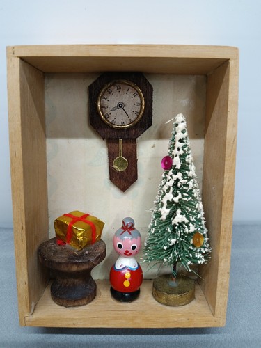 Set of 3 Vintage Christmas Kitsch Wooden Box Diorama Wall Hanging Tabletop - Picture 12 of 16