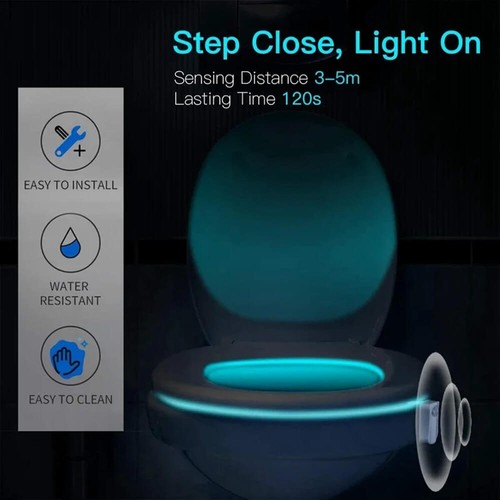 Motion Sensor Toilet Light LED Night Lights Waterproof Bathroom Lamp Washroom - Picture 9 of 15
