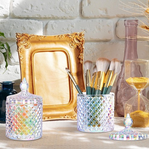 4 Pcs Crystal Glass Candy Jar Set with Lids Home Decorative Storage Jars - Afbeelding 6 van 6