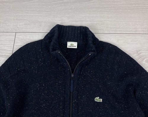 Lacoste Vintage 90s Wool Cable Knit Full Zip Sweater Mens XL Size - Picture 4 of 9