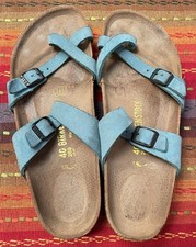 BIRKENSTOCK  Mayari  Cross Toe Sandal In Turquoise Blue  Size 40 US 9