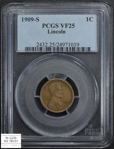 1909 S Lincoln Wheat Copper Cent 1C PCGS VF 25