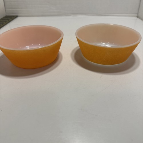 Fire King Oven Proof Bright Orange Retro Cereal Bowl 2 Bowls. - Picture 1 of 5