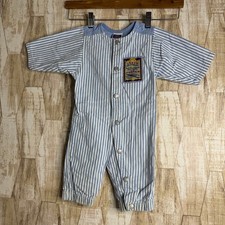 Vintage Little Levis Blue White Stripe Baby Boy Romper Jumpsuit Size 12 Months