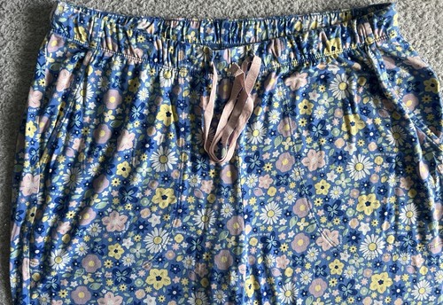 Life is Good Pajama Sleep Pants Women’s Sz Medium Blue Floral Lounge Stretch - Picture 3 of 12