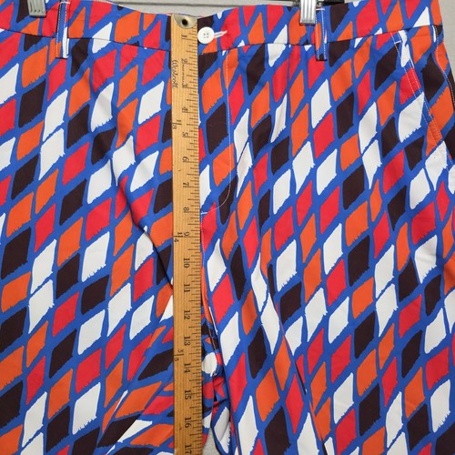 Hreski Golf Shirts Men's 42 Red, Orange, Black and White Diamonds 9" Inseam - Picture 5 of 16