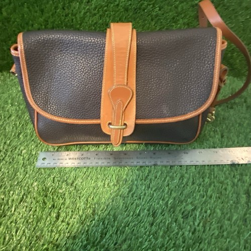 Dooney & Bourke Vintage Brown Pebbled Leather with Brown Trim Flap Shoulder Bag - Picture 5 of 16