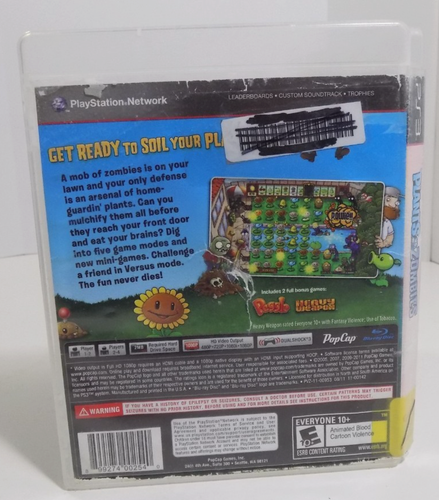 Plants Vs. Zombies PS3 (Sony PlayStation 3) ex libreria, senza manuale - Foto 3 di 4