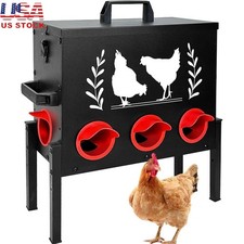 Adjustable Height Poultry Feeder Metal Feeding Station Chickens Ducks Geese New