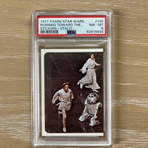 1977 Panini Star Wars Stickers (Italy) "Running Toward.." #145 #146 PSA 8 Pair - Picture 11 of 13