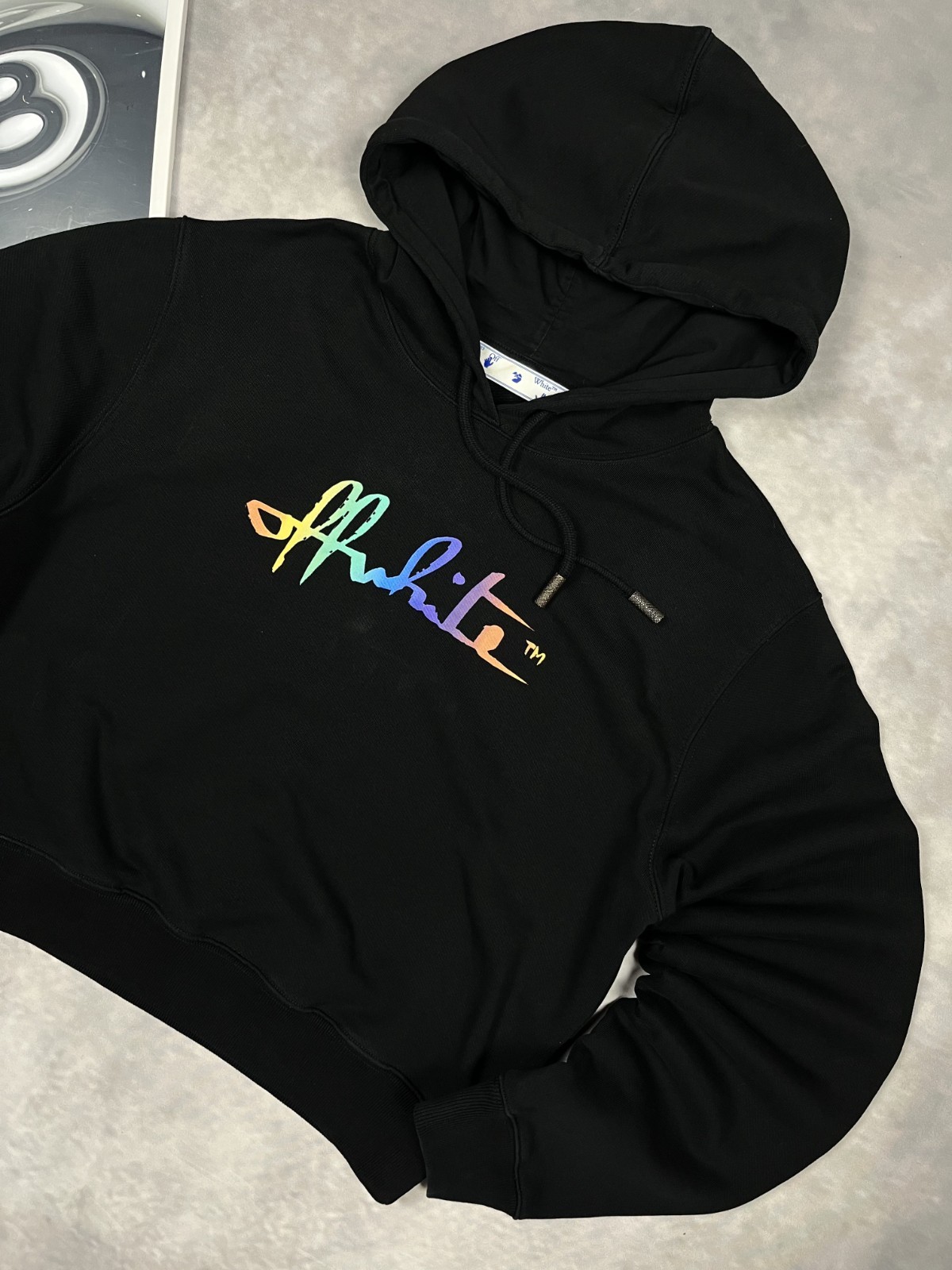 Off-White Rainbow Gradient Script Logo Cropped Ho… - image 1