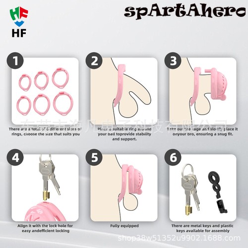 Super Small Male Chastity Cage Sissy Cage Device with 6 Size Rings Silicone Tube - Picture 18 of 30