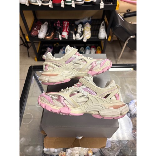 Balenciaga Track 2 Open Sneakers Beige Pink Designer Shoes Size 7 Women/5.5 Men - Picture 3 of 10