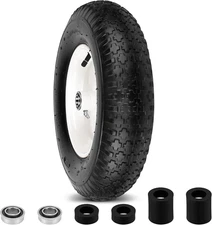 4.80/4.00-8" Wheelbarrow Tubed Tire and Wheel, 16" Universal Fit Pneumatic Tire