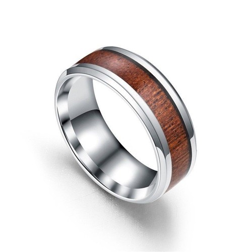 Herren Wolfram Ring Koa Holz Intarsien Kuppelband bequeme Passform Schmuck Ehering - Bild 6 von 6