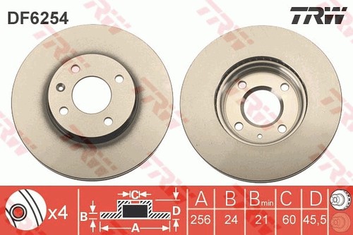 2x BRAKE DISC DF6254 FOR CHEVROLET LSF/LDV 1.2L A 14 XER/LDD 1.4L LDC/LWD 1.2L - Picture 2 of 12