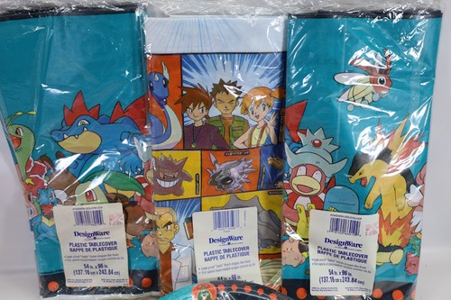 Pokemon Gold & Silver Vintage Birthday Party Lot Dessert Plates Table Covers - Picture 3 of 8