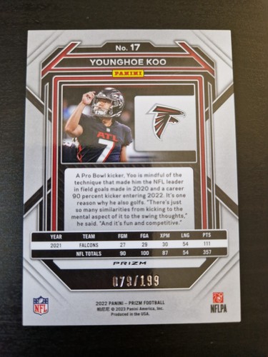 Younghoe Koo 2022 Panini Prizm Football Card Blue Wave /199 NFL - Bild 3 von 3