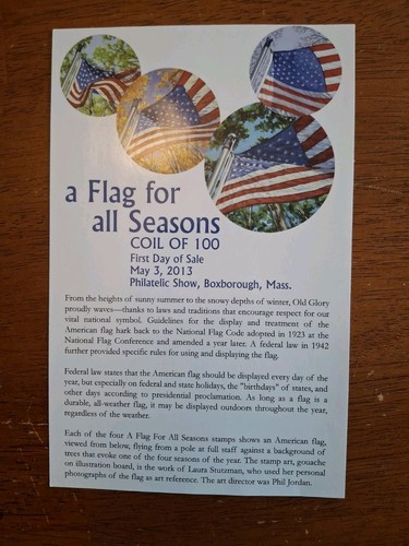 SIGNED #4770-4773 First Day Ceremony Program Flag for All Seasons Coil - Picture 2 of 2