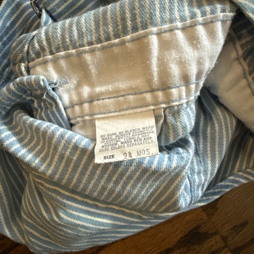 Vintage Oshkosh B’gosh Vestbak Shortalls Overalls Blue Pinstripe Size 24mos 80s - Picture 5 of 5