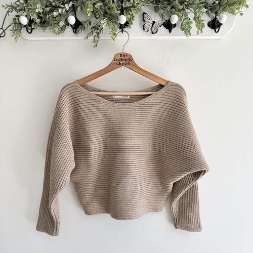 Anthropologie Women's Long Sleeve Drop Shoulder Scoop Neck Knit Sweater XS