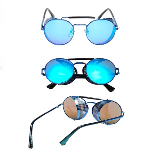 Neue Steampunk Retro Runde Metall Sonnenbrille Herren Damen Marke Designer Brille - Bild 19 von 32